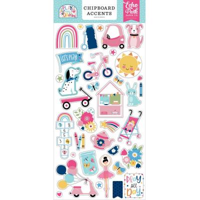 Echo Park Play All Day Girl Sticker - Chipboard Accents